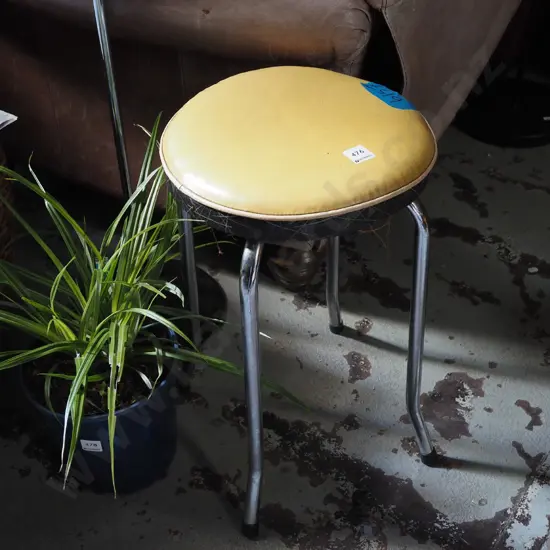 yellow chrome legged stool