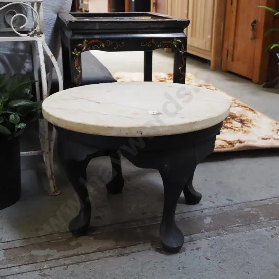 grey footstool with separate marble top 