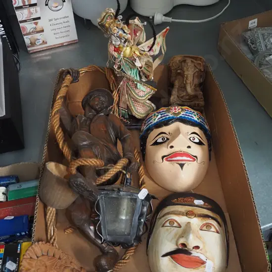 wooden masks, figurines etc