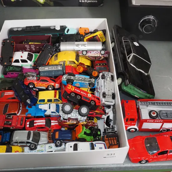 box of toy vehicles