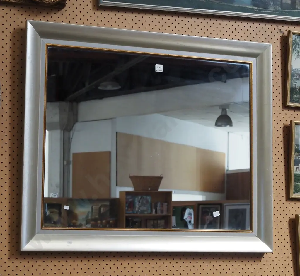 silver painted wooden wall mirror H760 W900 Image 1++