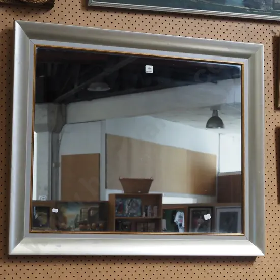 silver painted wooden wall mirror H760 W900