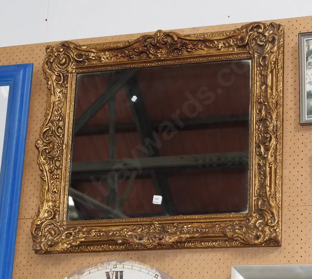 heavily composite gilt framed wall mirror H740 W800 Image 1++