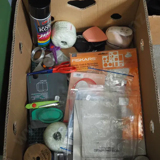 box; string, craft supplies, spray paint etc