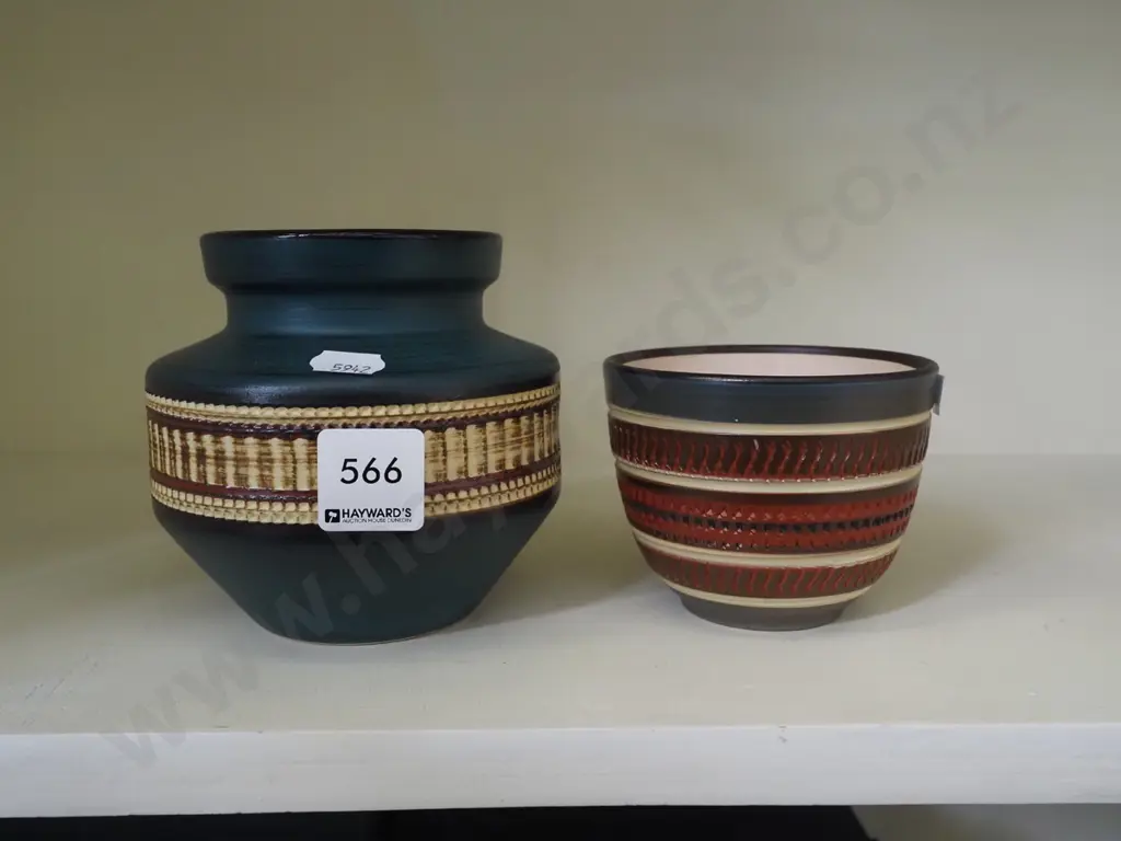 2x small German Pottery vases H110 Image 1++