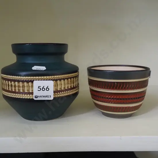 2x small German Pottery vases H110