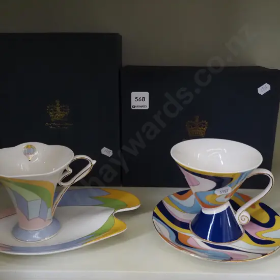 2x boxed Old Tupton Ware post modern cups and saucers