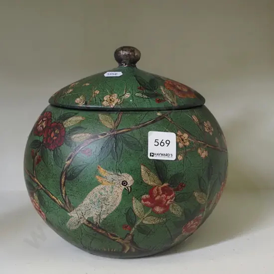 floral decorated lidded bowl H230