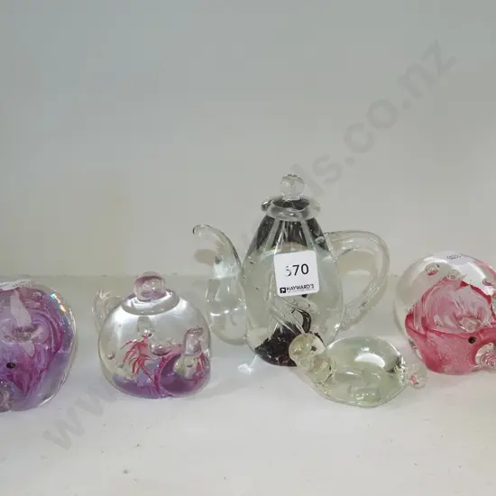 assorted art glass paperweights