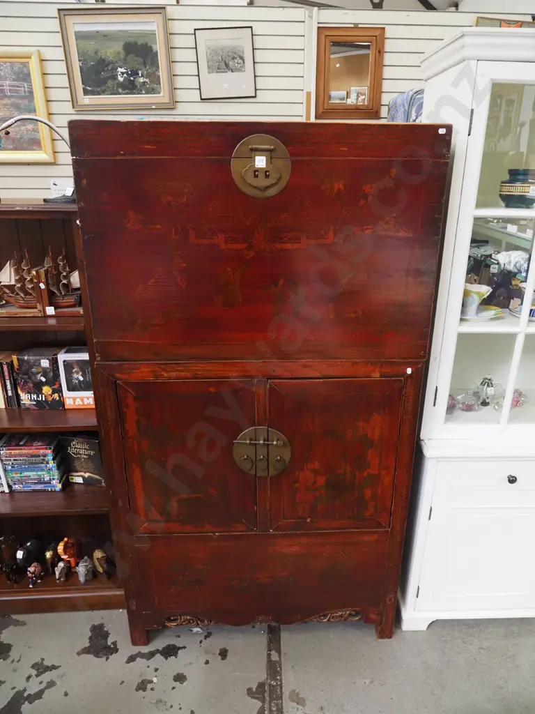 traditional style Asian storage unit with twin cupboard with separate storage on top Image 1++