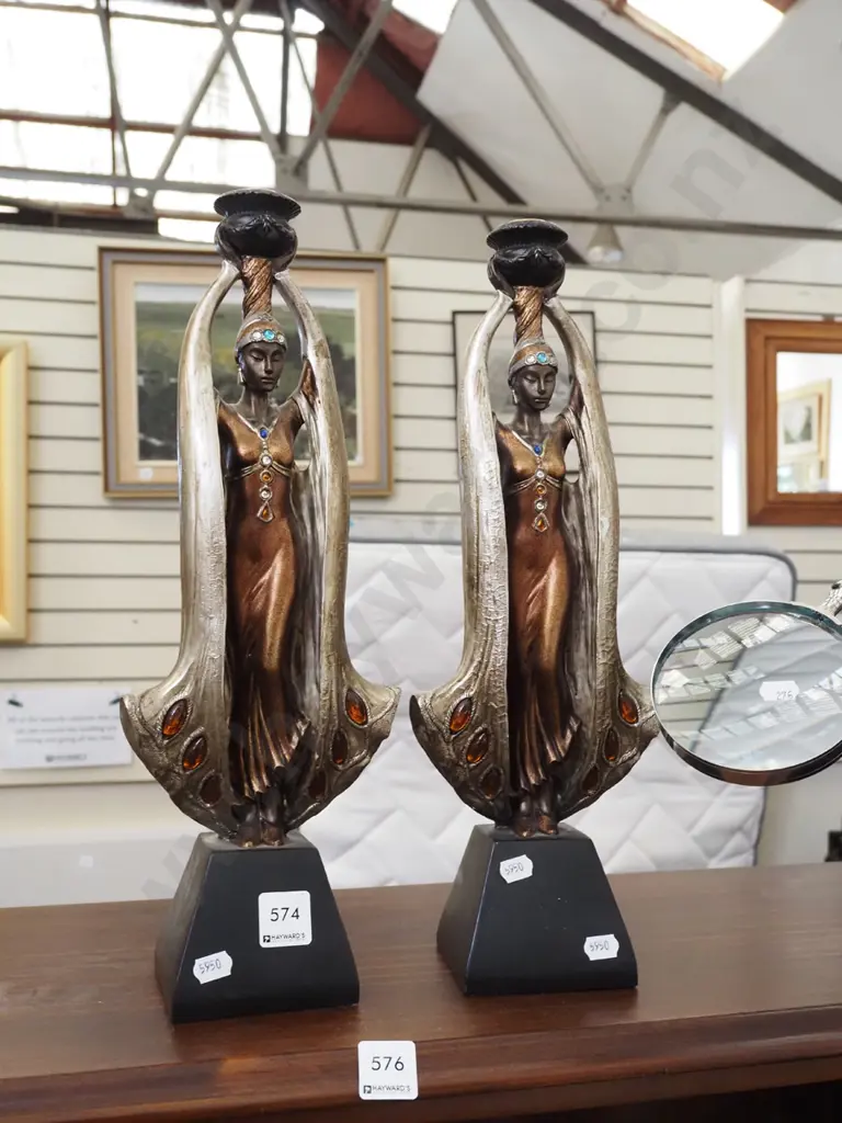 2x female figural candles H390 Image 1++