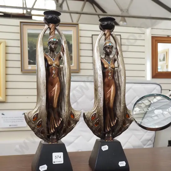 2x female figural candles H390