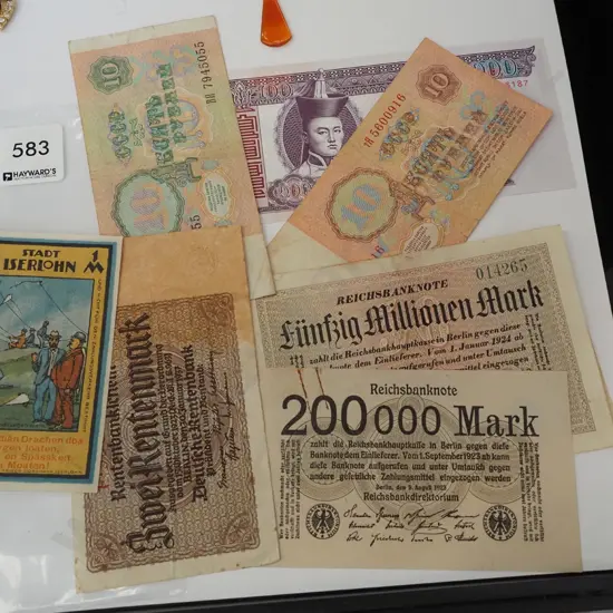 various bank notes and coupons