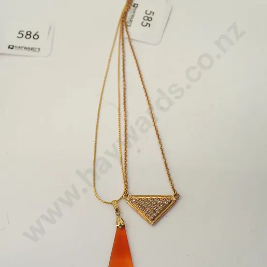 2x gold plated pendants on chains