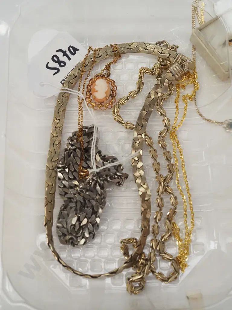 tray: cameo pendant & chain, other chains Image 1++