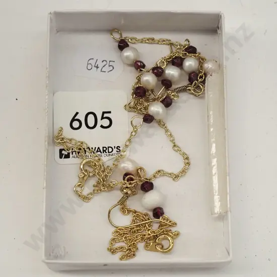 gold plated necklace and earrings