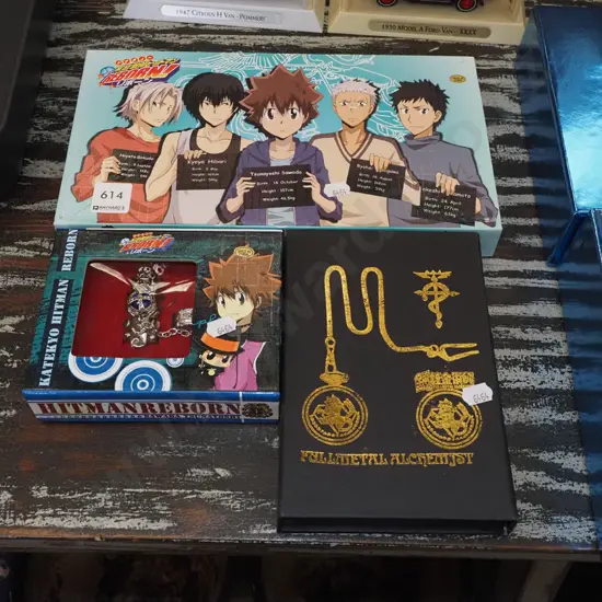 various miniature swords, jewellery etc