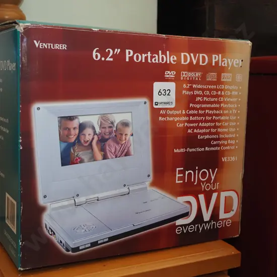 box; portable DVD player