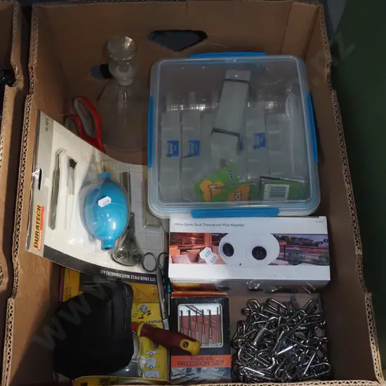 box; pill containers, watch makers kit etc