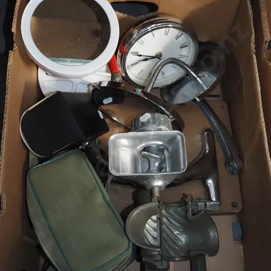 box; mincer, slide projector, wall clock etc