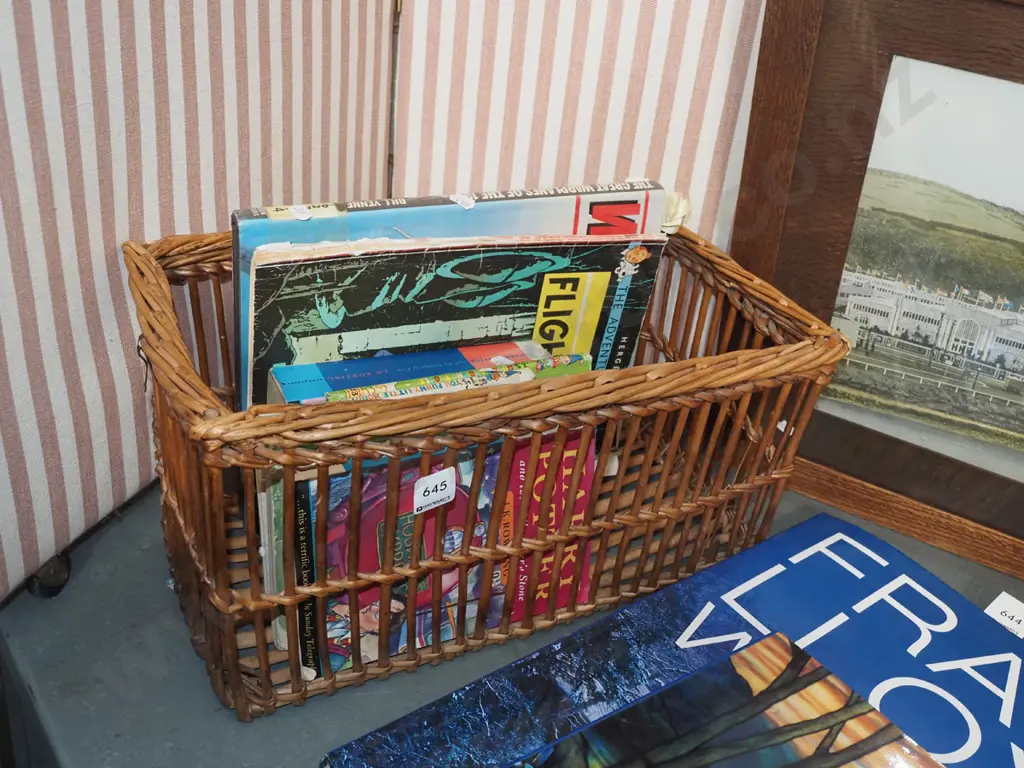 cane basket, books Image 1++