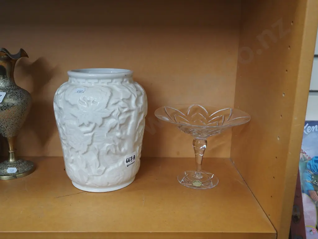 ceramic vase, Webb Corbett crystal comport Image 1++