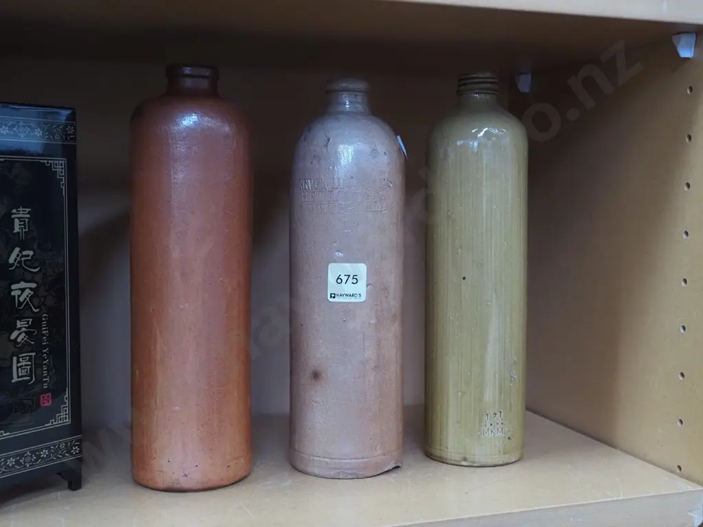 3x stoneware gin bottles Image 1++
