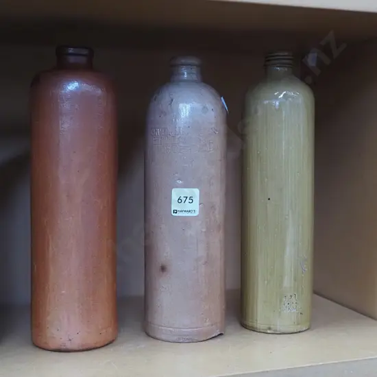 3x stoneware gin bottles