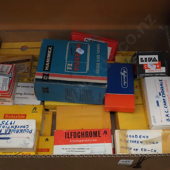 box of slide projector slides