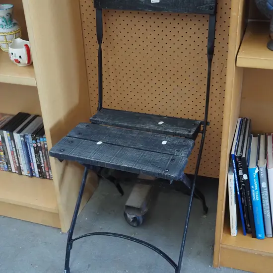 foldaway wood and metal garden seat