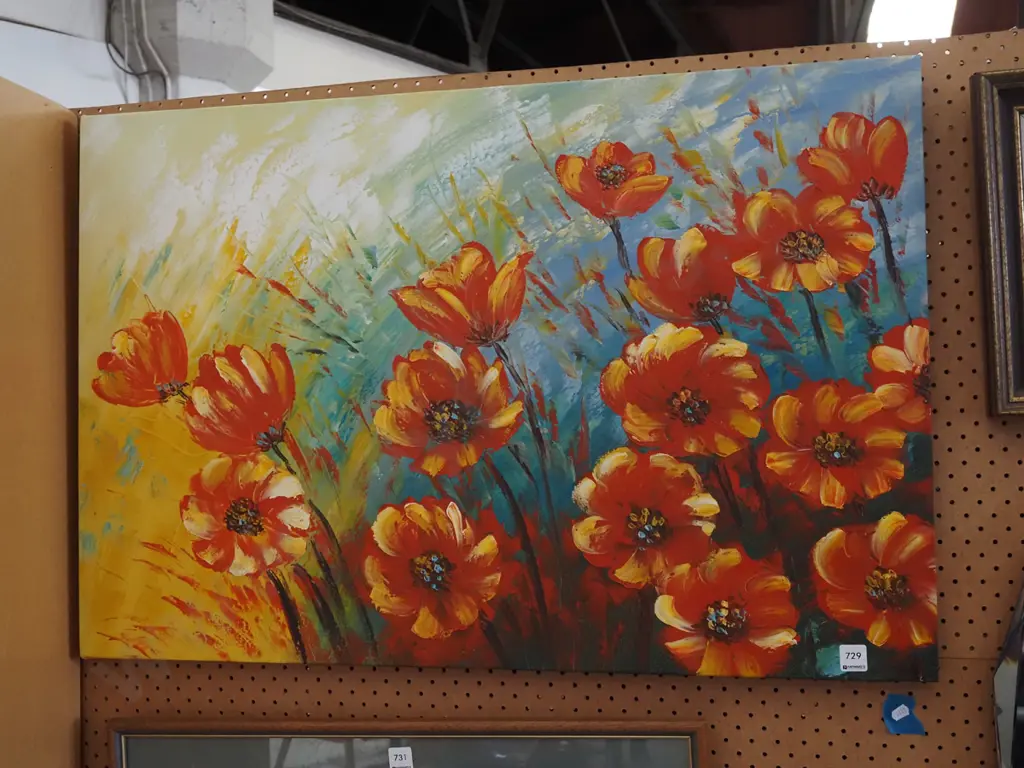 boxed oil on canvas - poppies Image 1++