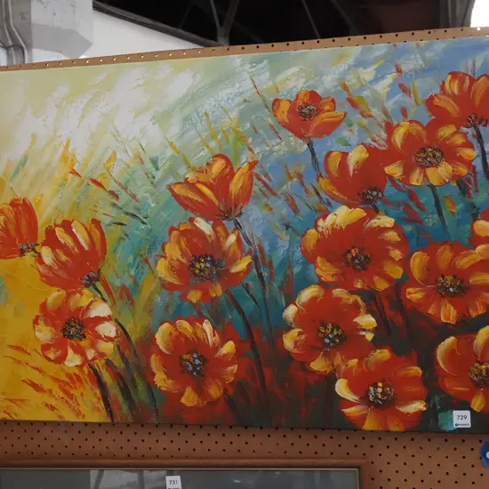 boxed oil on canvas - poppies