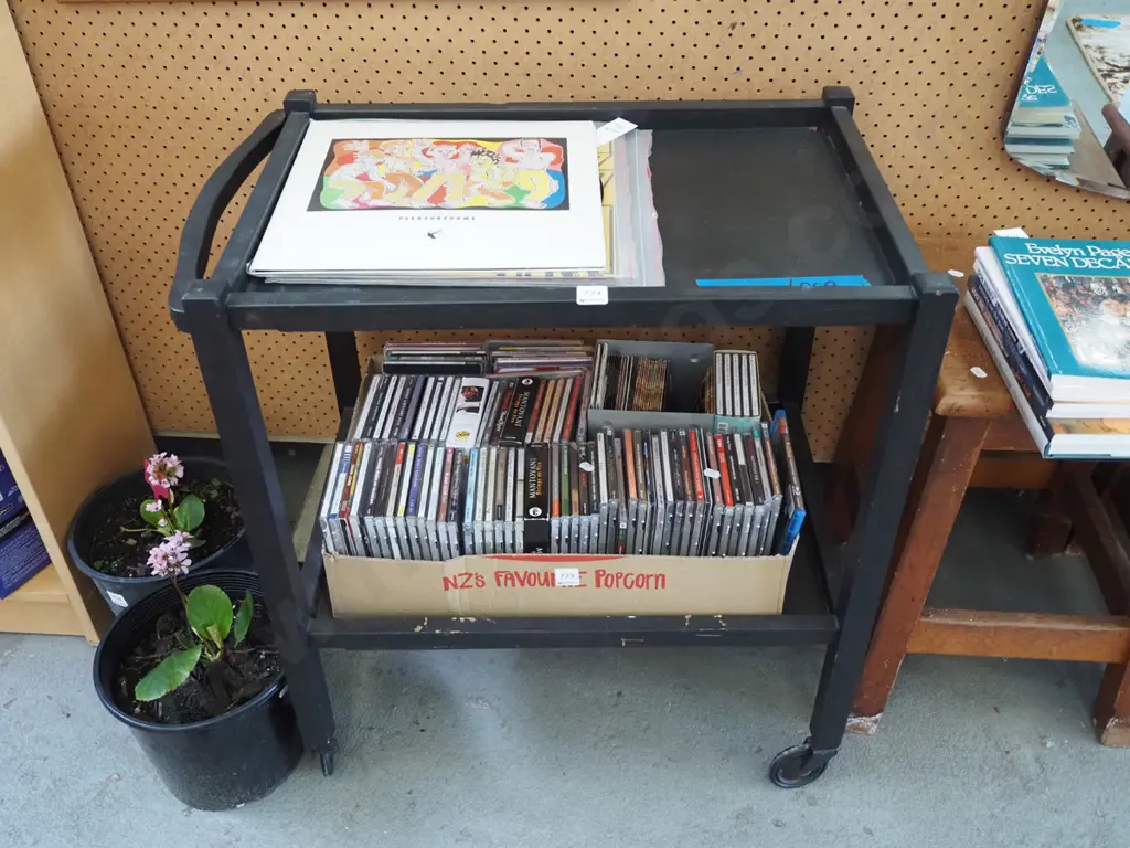 black painted 2 tier tea trolley Image 1++