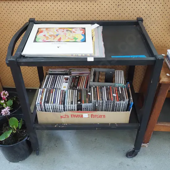 black painted 2 tier tea trolley