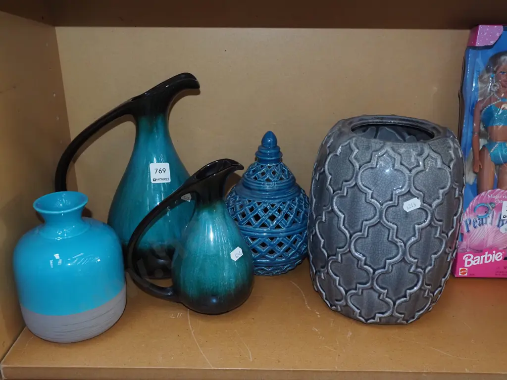 Blue Mountain ewer vases, lidded canister, vase etc Image 1++