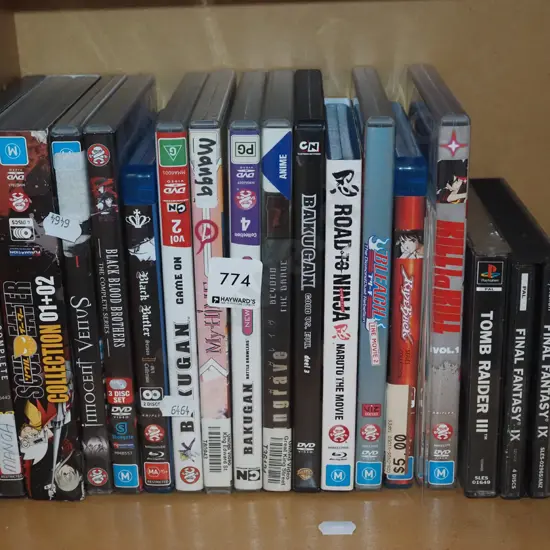 various DVDs, playstation games