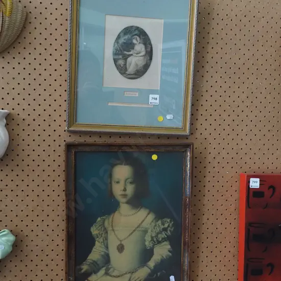 2x framed prints - portraits - yellow dots