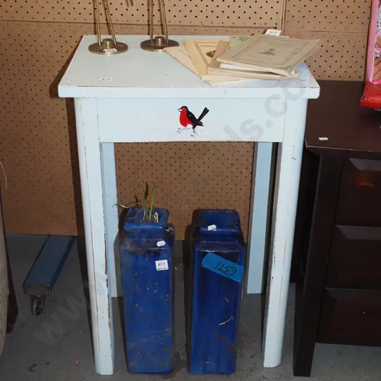 blue hand painted table H710 W475 D355