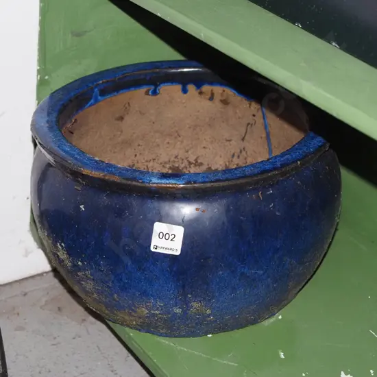 blue glazed planter H180