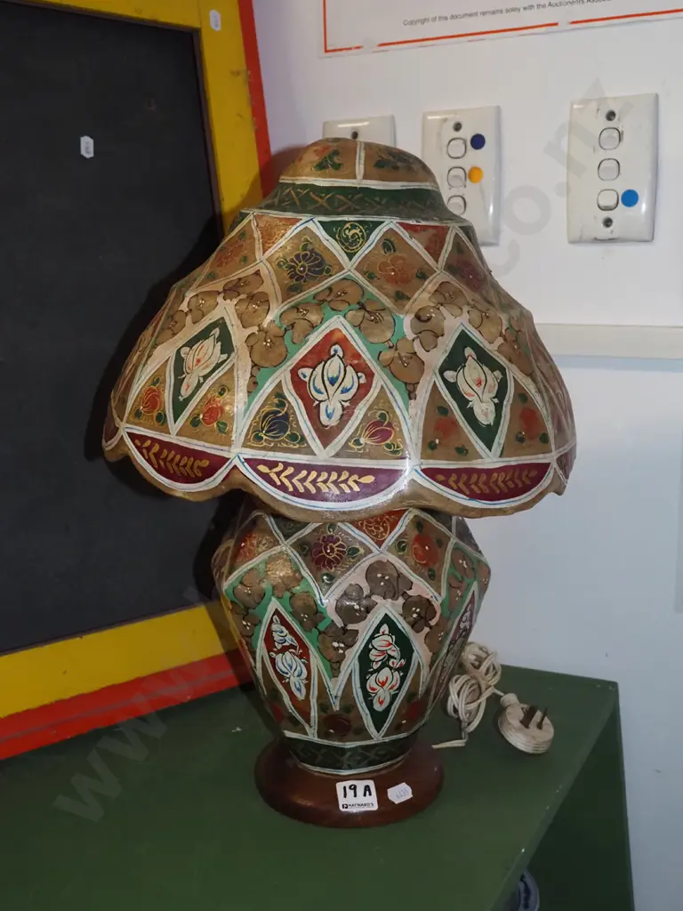 hand painted papier mache table lamp Image 1++
