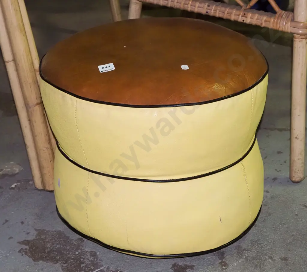 brown and yellow vinyl poof Image 1++