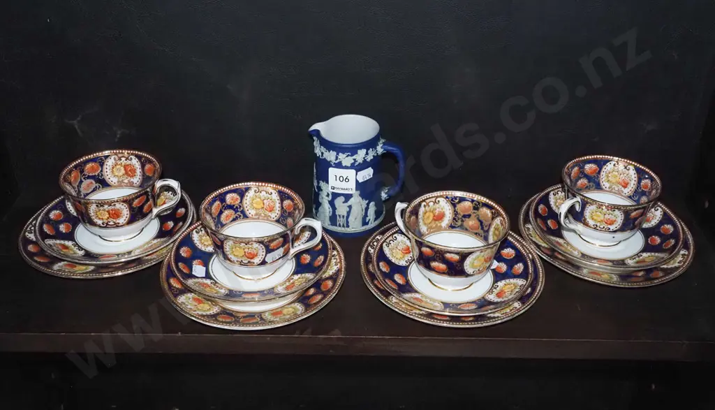 jasperware jug, 4x Royal Albert trios Image 1++