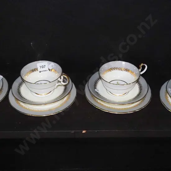 4x Aynsley pink rose trios