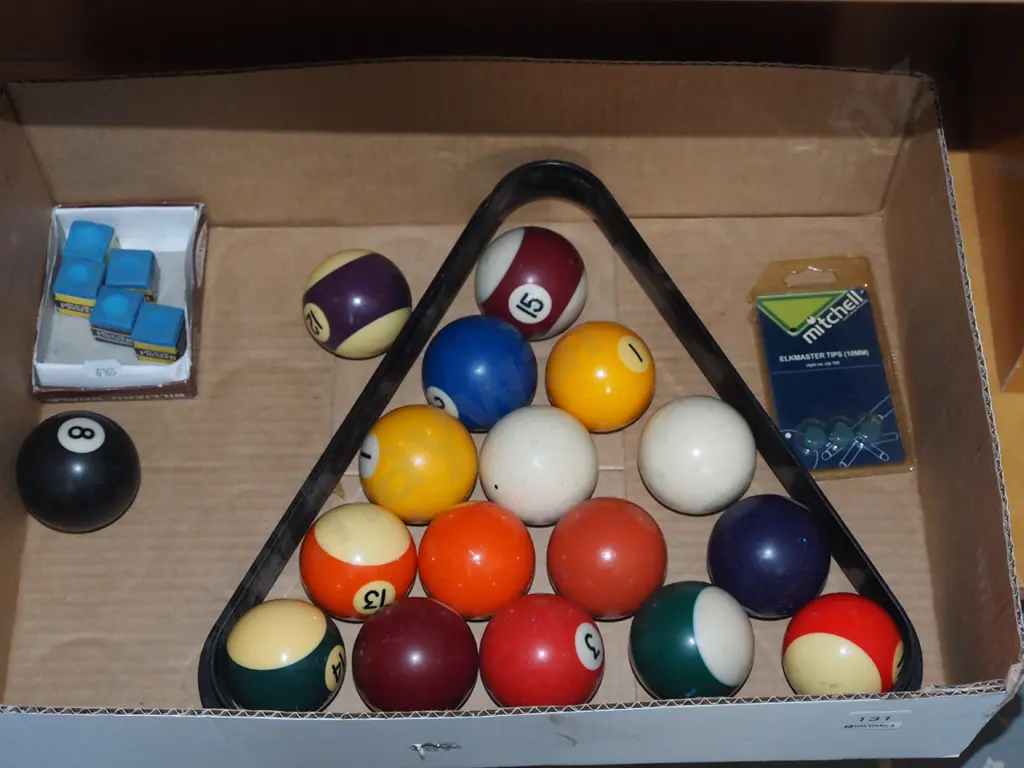 pool balls, triangle, chalk Image 1++