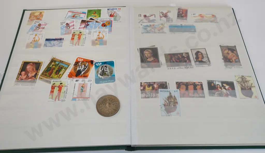 stamp album, Queen Elizabeth coin Image 1++