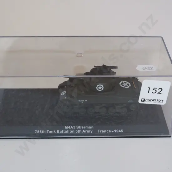 boxed model of Sherman tank