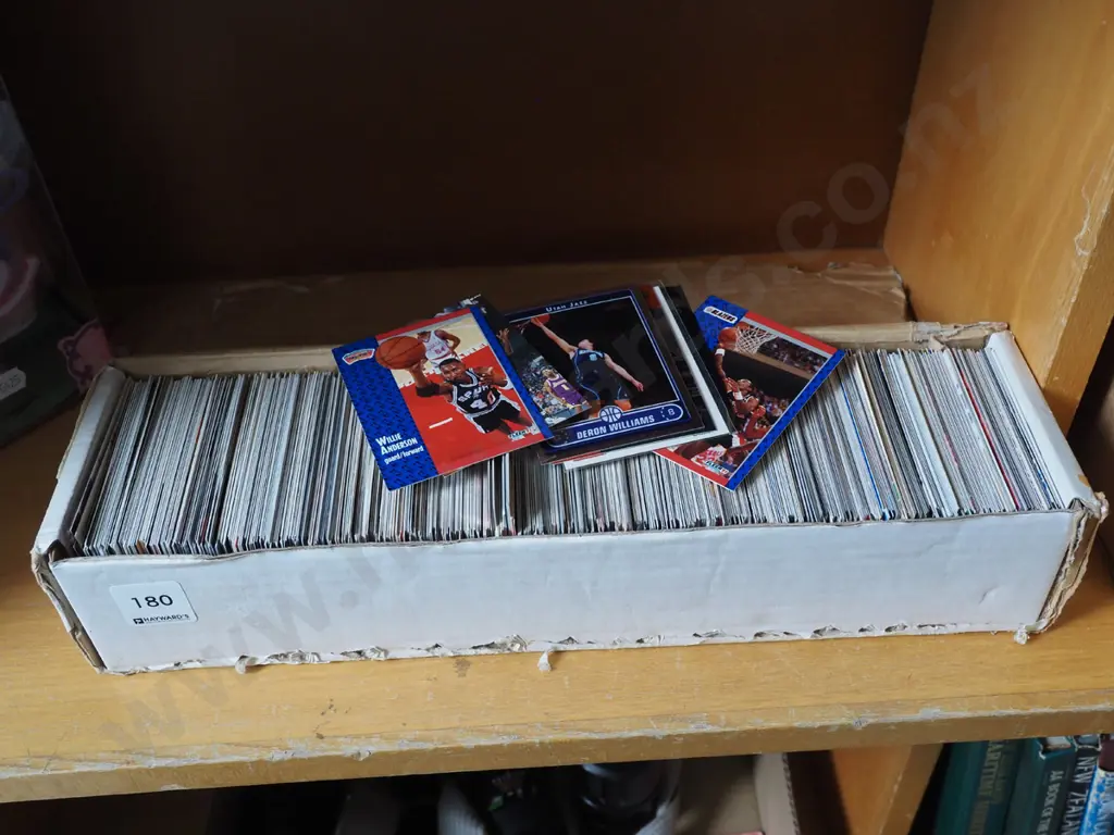 box of numerous basketballl collector cards Image 1++