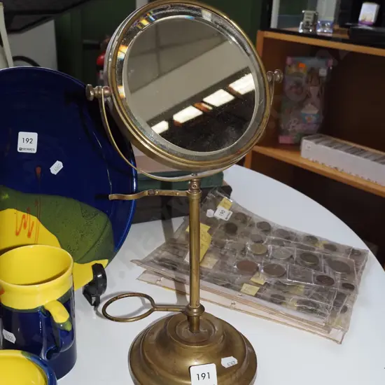 vintage brass and bevelled glass shaving mirror
