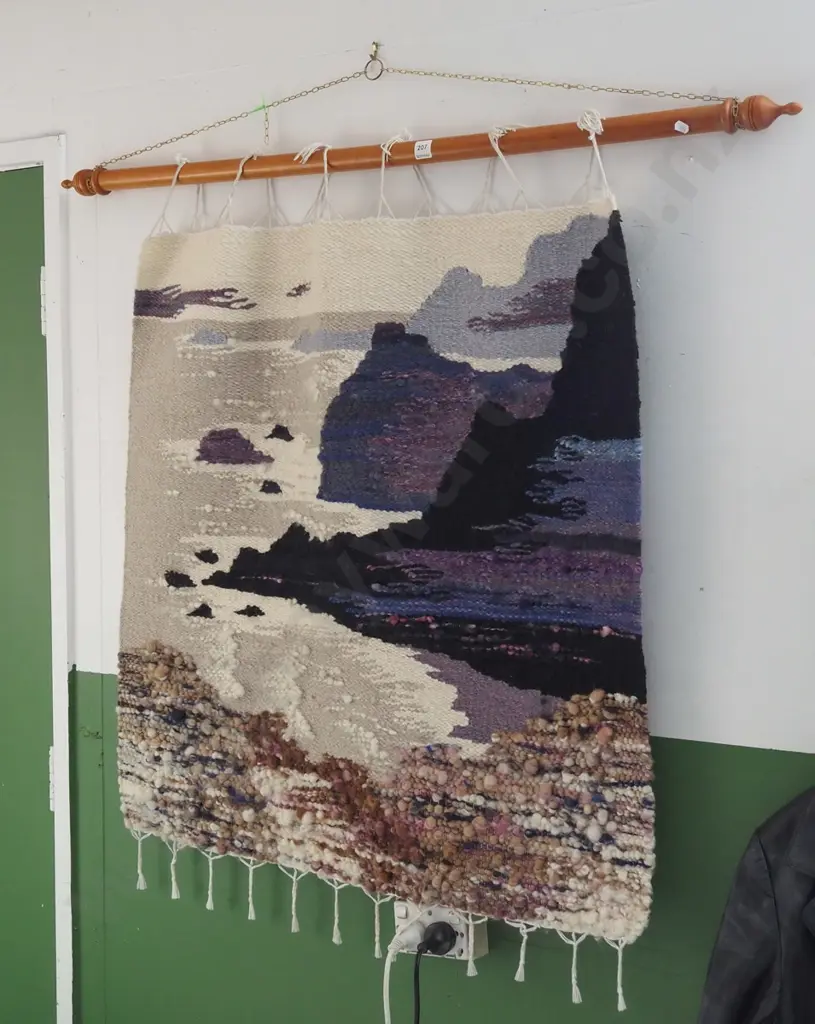 hanging woven wall hanging - coastal scene Image 1++