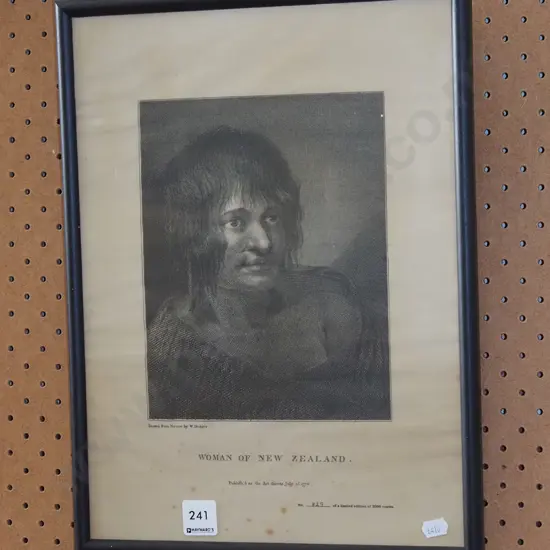 ltd edition framed etching - woman of NZ - creasing
